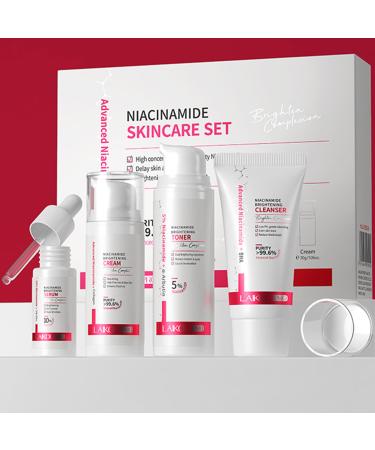 Skincare Set Skin Care Set Niacinamide Beauty Kit with Cleanser Toner Serum Facial Cream - Hydrates & Evens Skin Tone - TSA-Friendly Travel Sizes for Women Moms Teens 4pcs Birthday