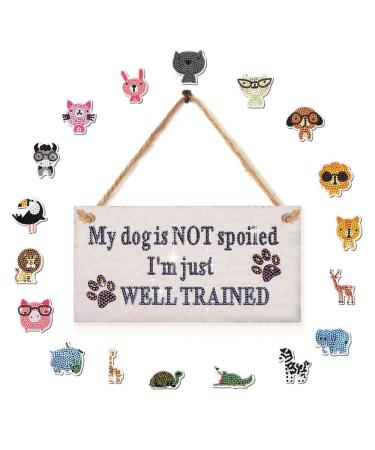 YBUTVY Dog Diamond Painting Kits - Dog Decorations Welcome Sign Front Door with Adults Diamond Painting Tools and Accessories for Gifts(A) Dog A