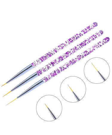 Peutpy 3-Piece Nail Art Liner Brush Set - Professional Acrylic & UV Gel Detailing Tools for Manicure & Nail Salon Accessories - Buy Online on SooperMarket.com