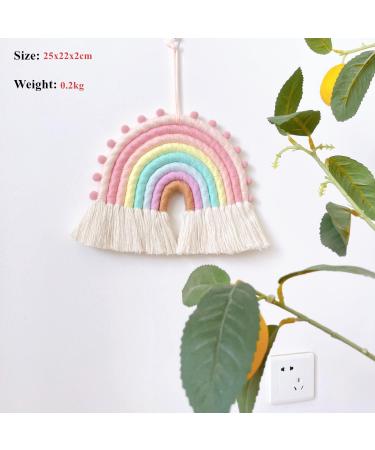 Handmade Rainbow Macrame Wall Hanging Decor for Nursery & Kids Bedroom - Pink Tassel Cotton Accessory for Baby Toddler Room - Buy Online on SooperMarket.com