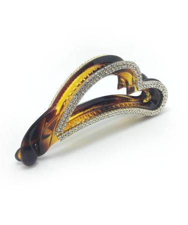 Meilliwish Noble Brilliant Heart-shaped Banana Hair Clip (H08)(Brown)