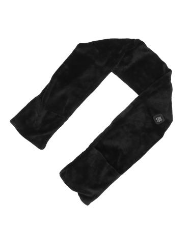 Dioche Heated Scarf Adjustable Temperature Heating Pad Long Heating Neck Scarf Tie with Pockets Black