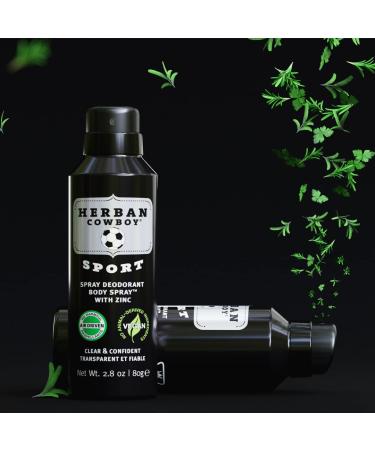 HERBAN COWBOY Sport Dry Spray Deodorant for Men | 2.8 oz | Vegan & Paraben-Free | Infused with Parsley, Rosemary & Sage - Buy Online on SooperMarket.com