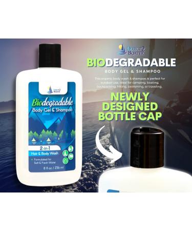 Biodegradable Organic 2-in-1 Shampoo & Body Wash | 8 oz Bottle | For Fresh & Salt Water | No Dyes or Fragrances | Travel Size - Buy Online on SooperMarket.com