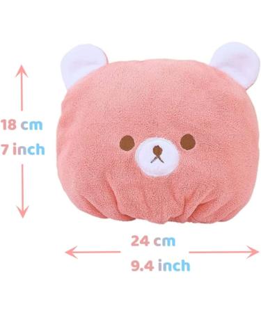 2PCS Cute Bear Hair Towel Wraps - Drying Caps for Women Girls & Kids | Hair Turban Bath Wraps - Buy Online on SooperMarket.com