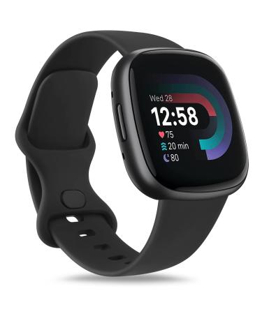 Oumida for Fitbit Versa 3 bracelet/Fitbit Versa 4 bracelet/Fitbit Sense 2 bracelet women men soft sport replacement bracelet compatible with Fitbit Versa 3/Versa 4/Fitbit Sense/Fitbit Sense 2 (S Black) Black S