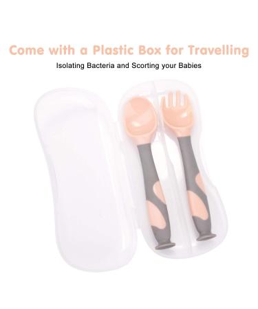 Shop Baby Utensils Set: Travel Spoon & Fork with Suction Cup - Heat-Resistant Soft Ideal for Toddlers 1+ - Pink Children's Cutlery - Buy Online on SooperMarket.com