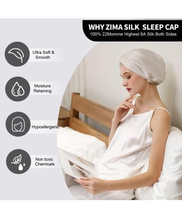 ZIMASILK 22 Momme 100% Mulberry Silk Sleep Cap for Women - Beige Silk Hair Wrap Bonnet - Buy Online on SooperMarket.com