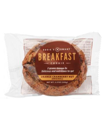 Susie's Smart Breakfast Cookie, Orange, Cranberry Nut, Healthy, Omega-3s and Protein Rich Soft Chewy Home-baked Cookie, 3.57 Ounce (Pack of 18)