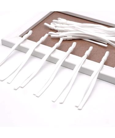 60pcs Flat Adjustable Elastic Ear Loops for Face Masks Sewing Soft Reusable Strap String Band Rope with Silicone Cord Lock Buckles Sliders Beads Toggles Clips Pieces Adjuster Stoppers Fastener 60pcs - L 4.92 * W 1/5 inches