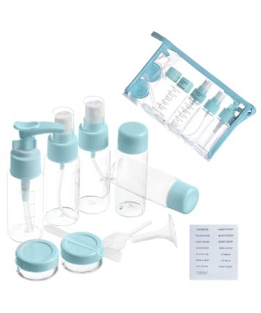 11 -piece travel bottles set empty travel bottles with cultural bag container cosmetics container for toilet items and cosmetics travel set (blue)