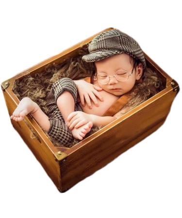 Baby Photography Props Newborn Boy Photo Shoot Outfits Infant Gentleman Suit Lattice Outfit Hats (Coffee) A-coffee - Buy Online on SooperMarket.com