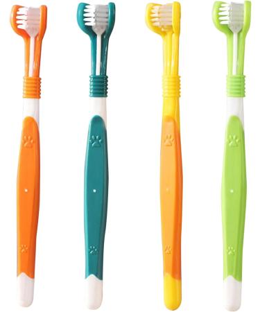 Dog Toothbrush 3 Sided Toothbrush 4PCS Triple Head Dog Toothbrushes for Dogs Dental Care with Soft Bristles Cleaning Brushes with Long Handle for Dog Cat Oral Dental Health - Buy Online on SooperMarket.com