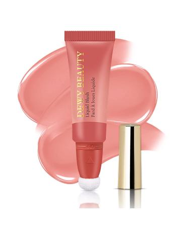 LSxia Liquid Blush Makeup Wand, Cream Liquid Blush with Cushion Applicator For Cheeks Tint, Natural-looking, Glow Dewy Finish, Weightless Blendable Liquid Blush Stick, Long-wearing | #101 SEDUCTIVE-Nude Pink