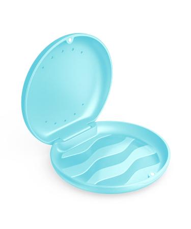 Annhua Denture Case with Vent Holes Portable Denture Retainer Box for Invisable Aligner Mouth Guard Brace Denture &Teeth Mouth Tray(Light Blue)