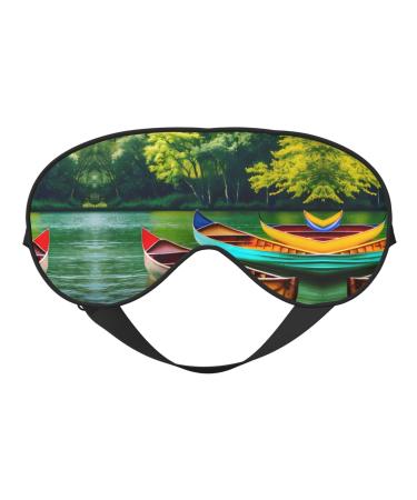 Lake with Boats Canoes Park Soft Sleep Eye Mask Female Breathable Eye Patch Perfect for Travel and Relaxation