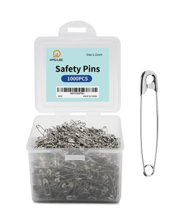 1000Pcs Safety Pins  1.1 Inch Rust-Resistant Steel Wire Silver Sewing Pins Small Safety Pins Bulk for Clothes Crafts Home Office Use 1.1 inch 1000PCS