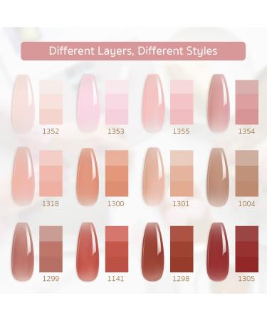 GAOY 15 Pcs Jelly Gel Nail Polish Kit - Sheer Nude Pink Nail Art Set with Glossy & Matte Top Coat for DIY Manicure & Pedicure - Buy Online on SooperMarket.com