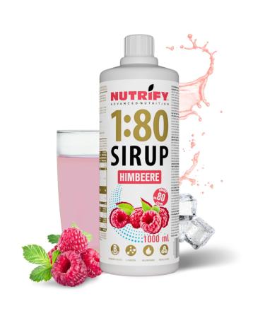 New Nutrify Vital Fitness Drink 1:80 Sirup 1 L - raspberry beverage concentrate with vitamins and L -carnitine sugar -free - results in 80 liters of sports drink calorie 1000 ml raspberry 1 l (1 Pack)