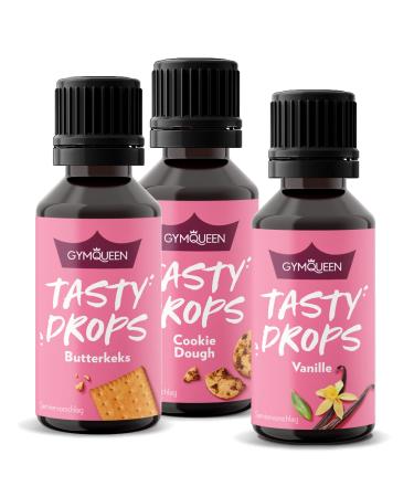 GymQueen Tasty Drops 3x30ml Butter Biscuit Cookie Dough Vanilla Flavour Drops without Calories Topseller 4 30 ml (pack of 3)
