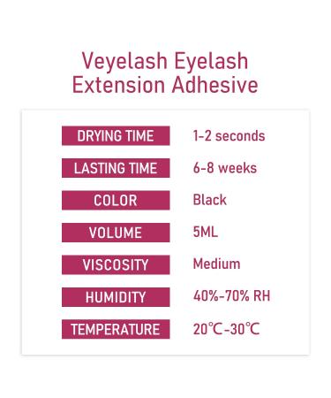 VEYES INC Lash Glue 5 ML - 1-2 Sec Drying Time - 8 Weeks Bond - Professional Black Eyelash Extension Adhesive - Buy Online on SooperMarket.com