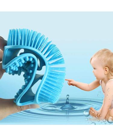 Emoly Soft Silicone Body Brush Scrubber | Exfoliating Skin Spa Massage Glove | Antiskid Finger Sleeve | Blue - Buy Online on SooperMarket.com