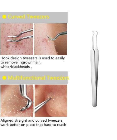 9PCS Blackhead Remover Comedone Extractor Kit with Tweezers and Free Eyebrow Brush - Buy Online on SooperMarket.com