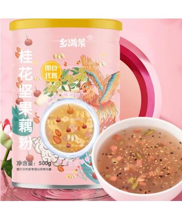Chinese fragrans Fruit nut Lotus Root Powder Soup Black Sesame Walnut Black Bean Sesame Paste Instant Breakfast Soup Healthy and Nutritious Substitute Powder Cereals (Lotus Root Starch 2 cans) lotus root starch 2 cans