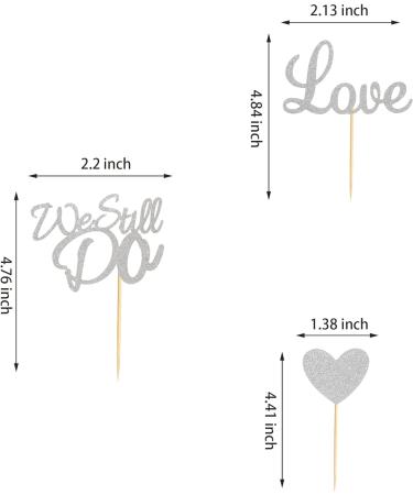 Arthsdite 24Pcs We Still Do Cupcake Toppers Glitter Love Heart Marriage Anniversary Cupcake Picks Bridal Shower Wedding Engagement Birthday Cake Decorations Supplies - Silver Glitter Silver Cupcake Toppers - Buy Online on SooperMarket.com