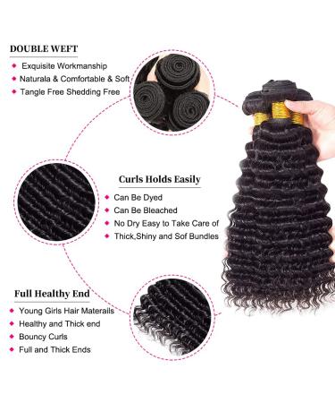10A Brazilian Deep Wave Human Hair Bundles - 18 20 22 Inch | 100% Virgin Unprocessed Hair - Natural Black Wet and Wavy 3 Bundles - Buy Online on SooperMarket.com