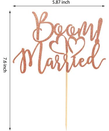 Arthsdite BOOM! Married Wedding Cake Topper Funny Cake Topper Quirky Nerdy Topper Married Cake Topper Bridal Shower Engagement Wedding Party Supplies - Rose Gold Glitter - Buy Online on SooperMarket.com