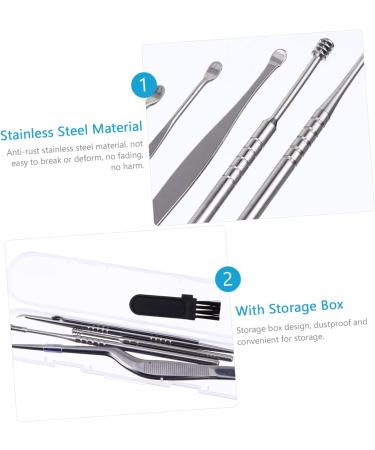 2 Sets Stainless Steel Ear Cleaning Kit - Ear Pick, Spatula, Spiral Spoon, Earwax Removal Tools - Buy Online on SooperMarket.com