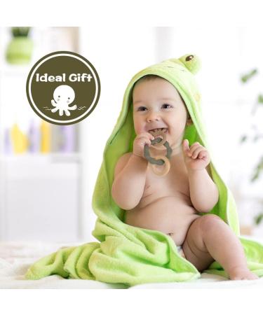 Vicloon Octopus Teething Toy for Baby | Silicone and Wood Chew Toy | Easy to Hold and Clean | Teether Chewlery for Boys & Girls (Green) - Buy Online on SooperMarket.com