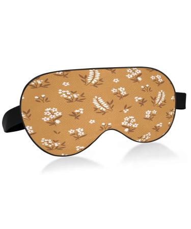 WELLDAY Sleep Mask Wildflowers Brown Night Eye Shade Cover Soft Comfort Blindfold Blockout Light Adjustable Strap for Men Women