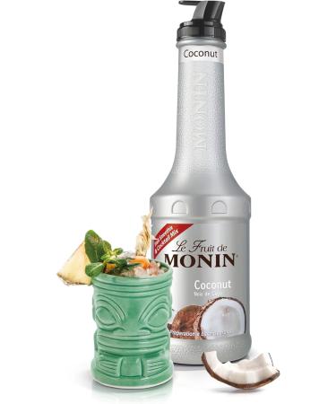 Monin Coconut Puree 1L - Pack of 2 with World Food Shop Scoop | Natural Coconut Flavour for Cocktails Smoothies and Culinary Creations - Buy Online on SooperMarket.com