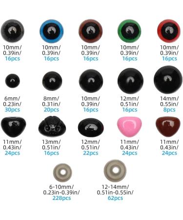 Maznyu 570PCS Premium Plastic Safety Eyes and Noses for Crafts - Assorted Sizes for Dolls, Teddy Bears, Amigurumi, Crochet Toys - Buy Online on SooperMarket.com