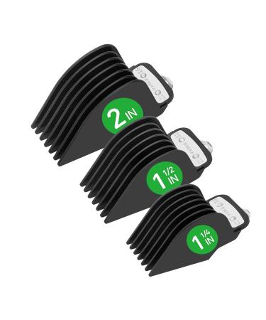 YINKE Clipper Guards for Wahl Hair Clippers Trimmers with Metal Clip - 1 & 1/4" 1 & 1/2" 2, NO.16 NO.12 NO.10 Extra Long Attachments Fits Most Size Wahl Clippers (Pack of 3) (Black)