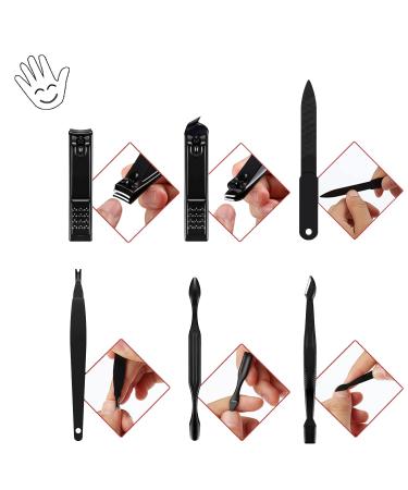 18pcs Manicure Set with Nail Clippers Pedicure Kit - Professional Nail Care Tools Gift in Black & Red - Buy Online on SooperMarket.com
