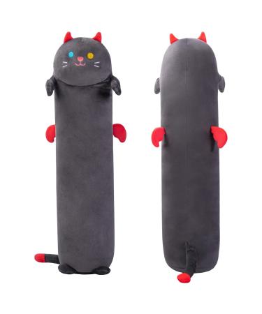 28in Long Cat Plush Pillows Stuffed Animals Squishy Pillows - Plushie Cute Kitty Sleeping Hugging Plush Pillow Soft Toys for Kids(Black) Black Cat 28inch/70cm Black Cat 28inch/70cm