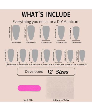 Almond Shaped Fake Nails | Medium Acrylic Fake Stick on Nails Full Rhombus Crystal Fake Nail Kit in 12 Sizes with Glue for Home or Salon - Buy Online on SooperMarket.com