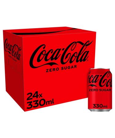 Coca Cola Zero No Sugar 24 x 330ml Coke Perfect For Home Office or School