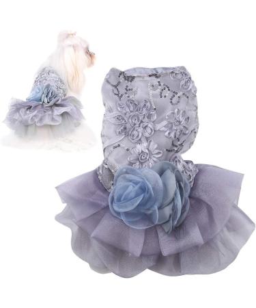 Elegant Gray Sequin Dog Dress - Small Pet Tutu Costume for Weddings & Special Occasions - Buy Online on SooperMarket.com