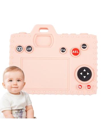 Yajexun Silicone Bite Rings for Toddlers | Chew Toy in Camera Shape - Soft Pink for Boys & Girls (3+ Months) - Buy Online on SooperMarket.com