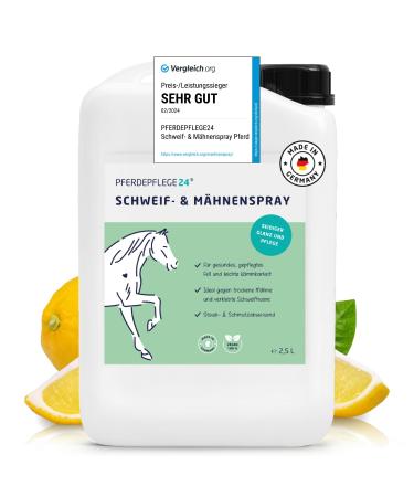Horse care24 Schweif and mane spray for horses 2.5l - comparison winner - brilliant shine easy combability & healthy fur - mane and tail spray for horses in 5 sizes 2.5 liters canister