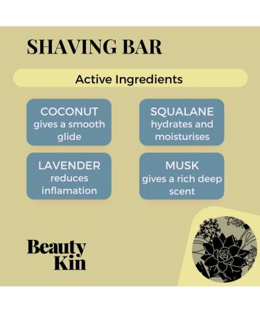 Beauty Kin Eco-Friendly Shaving Body Bar - Reduces Razor Rash & Irritation - Vegan Friendly & Cruelty Free Active Ingredients - Paraben Free Soap - Made In The UK - Buy Online on SooperMarket.com