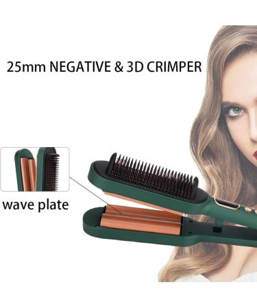 Dual-Purpose Hair Curler & Straightener - Three-Barrel Wave Curling Iron & Comb | Adjustable Heat & LCD Display for Perfect Styling - Buy Online on SooperMarket.com