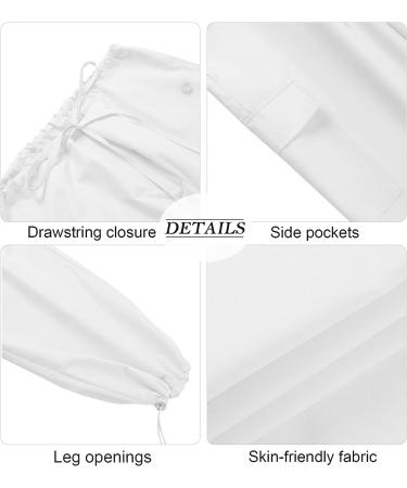 FEOYA Women Baggy Cargo Pants Drawstring Loose Straight Leg Hip Hop Parachute Pant - Y2K Egirl Joggers - White (Size Small) - Buy Online on SooperMarket.com