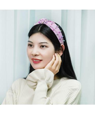 Sucrain 3 Pcs Colorful Pearl Knotted Headbands for Women & Girls - Jeweled Gem Embellished Hair Accessories (Pink Blue Purple) - Buy Online on SooperMarket.com