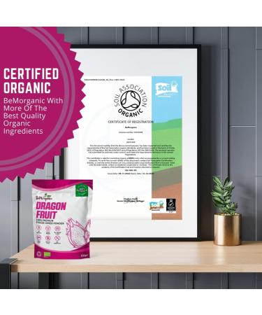 BeMorganic Organic Dragon Fruit Powder - 100g Pure Pink Pitaya Smoothie Powder | No Added Sugar or Gluten - Buy Online on SooperMarket.com