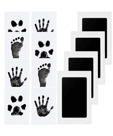 Baby handprint and footprint set 4 PCs baby footprint set baby impression set for newborns paw print set dog paw print set cat clean touch stamp pillow for baby shower black 4 pieces